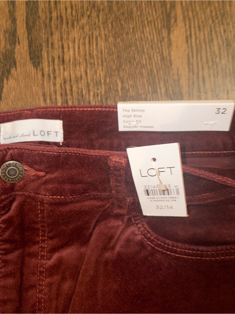 LOFT Women's Straight-Leg Dark Brick Red Corduroy Jeans NWT size 14 - Picture 4 of 11